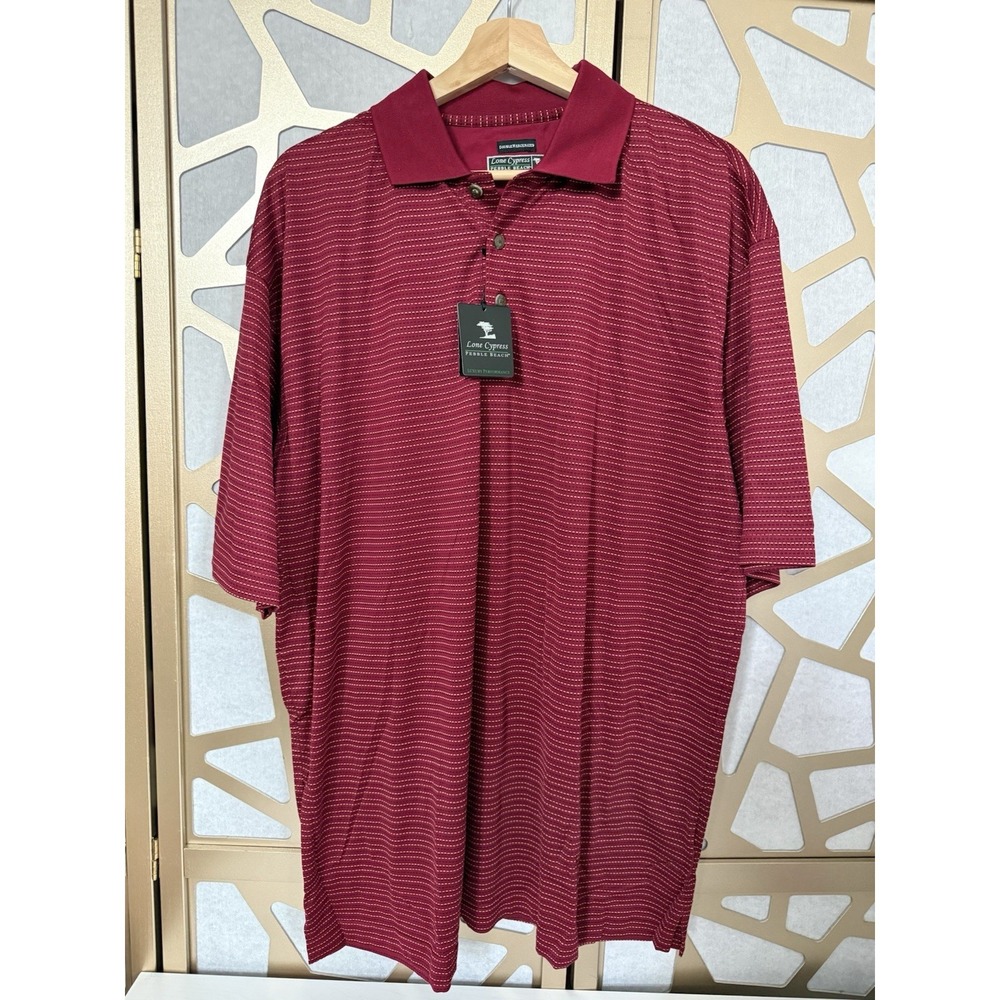 Lone Cypress by Pebble Beach Luxury Performance Mens Large Red Polo Golf Shirt